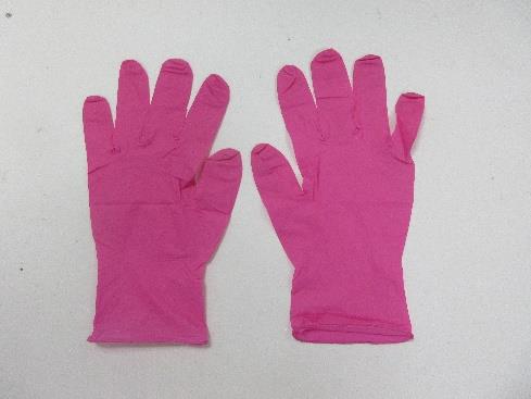 Guantes de examen de nitrilo sin polvo de 2.5mil (3.2g-3.6g) (Medium/8, Pink)